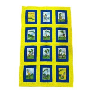 Curious George Handmade Baby Quilt Yellow & Blue Quilted